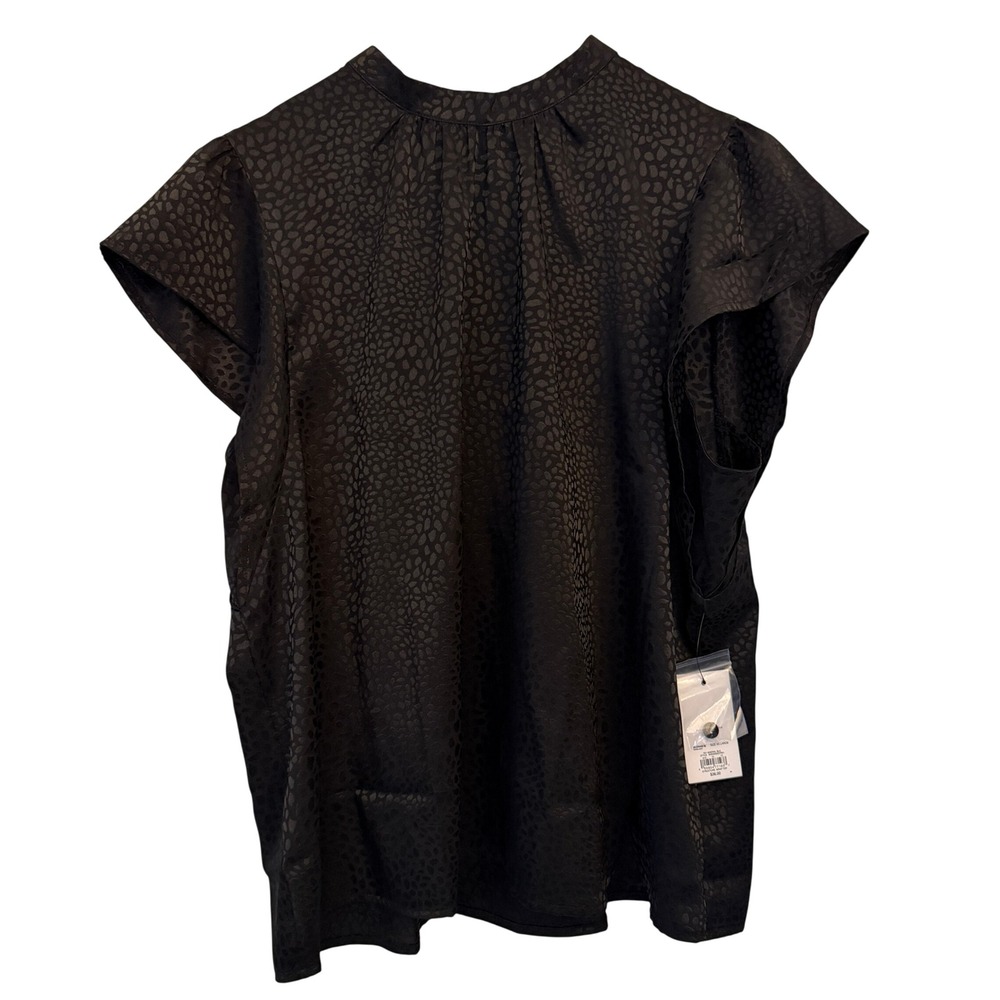 Nine West Structure Wrap Top Womens XXL Black NWT Animal‎ Print Cap Sleeve